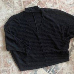 Oversized black sweater with cutout/neck